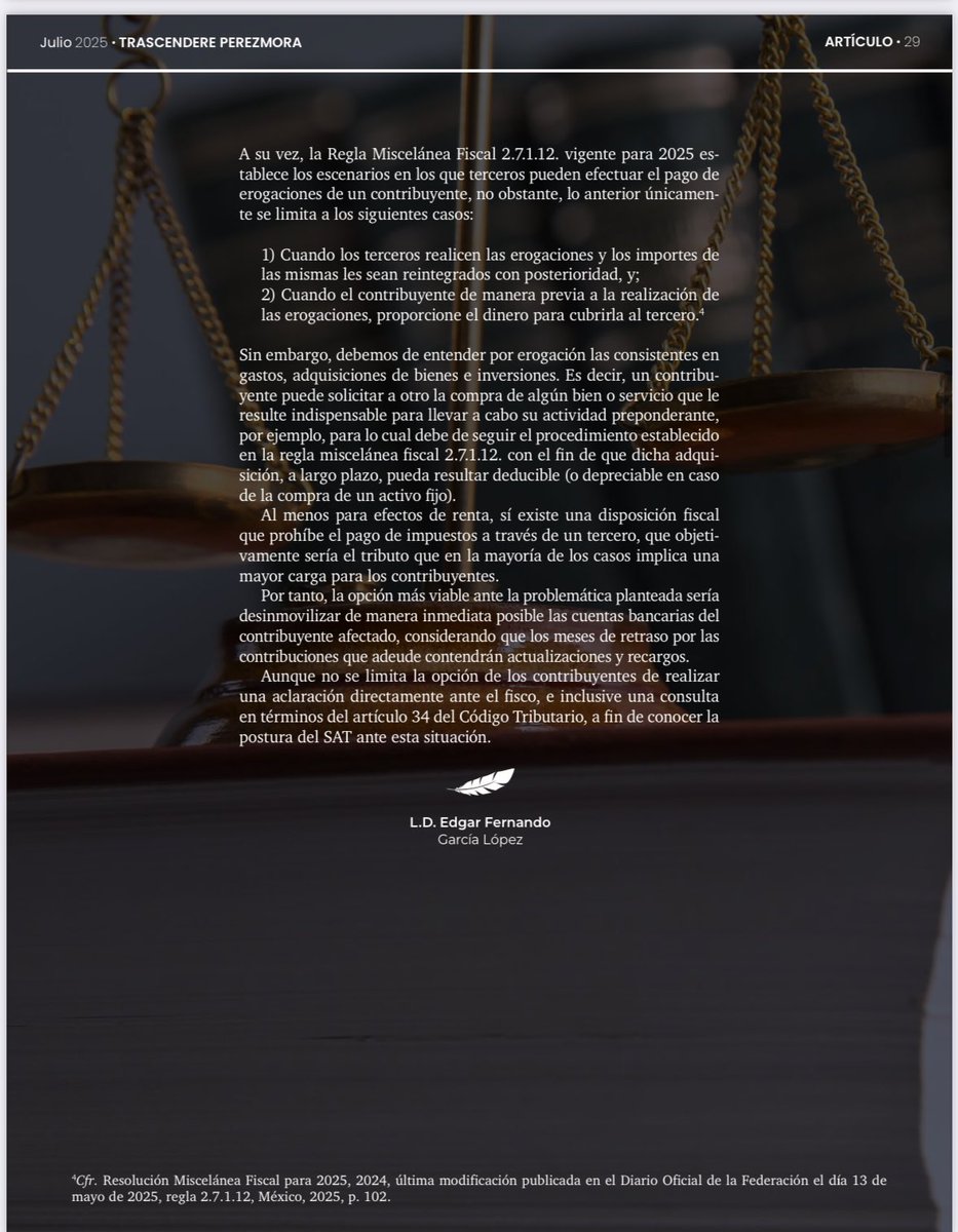 FernandoGa6109's tweet photo. Comunidad. Les comparto este artículo publicado en la revista “Trascendere”.

“El pago de impuestos por terceros: ¿Una opción legal?” https://t.co/7F0Lb59tJ5
