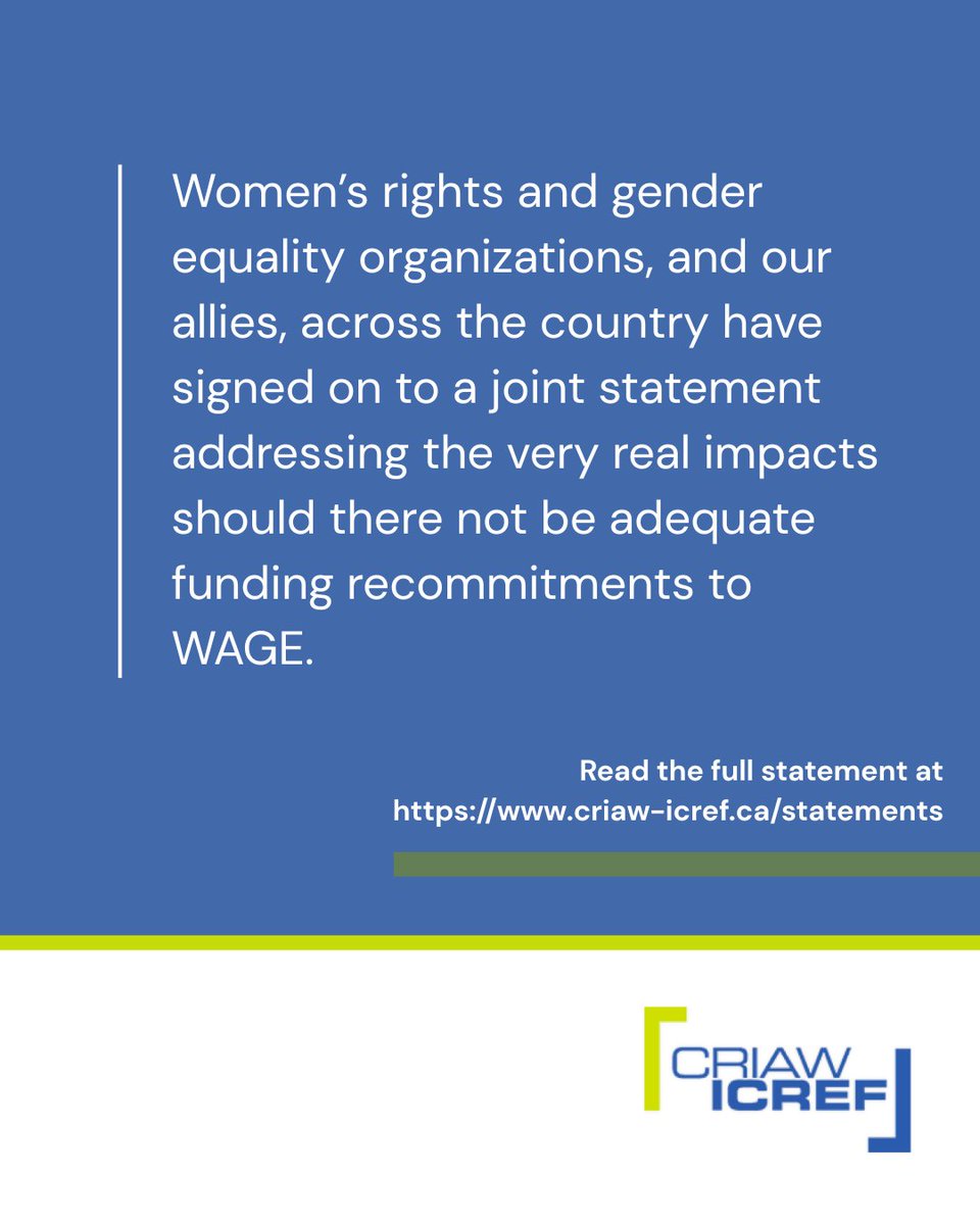 CRIAW-ICREF (@criawicref) on Twitter photo ✨Funding women's rights orgs is smart investing ✨
✅ Stronger economies
✅ Healthier families
✅ More equitable societies
Long-term #InvestmentInWomen builds a better future for everyone. The returns last generations. <a href="/WAGE_FEGC/">Women and Gender Equality Canada</a>
Act here: tinyurl.com/WAGEBudgetEN ✨Funding women's rights orgs is smart investing ✨
✅ Stronger economies
✅ Healthier families
✅ More equitable societies
Long-term #InvestmentInWomen builds a better future for everyone. The returns last generations. <a href="/WAGE_FEGC/">Women and Gender Equality Canada</a>
Act here: tinyurl.com/WAGEBudgetEN