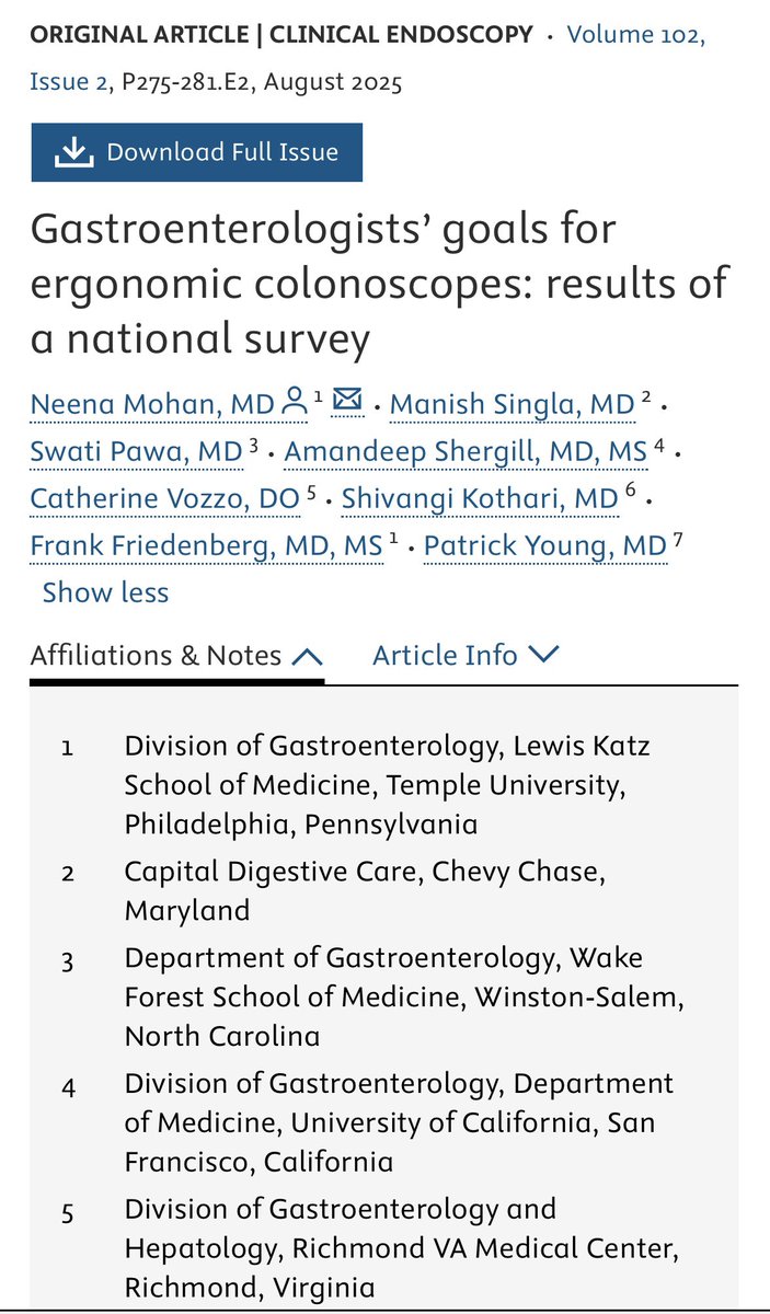 Neena Mohan (@neena_md) on Twitter photo Our paper ‘Gastroenterologists’ goals for ergonomic colonoscopes: results of a national survey’ is now published online and in print in August’s <a href="/GIE_Journal/">GIE</a> —look forward to continuing our work on ergonomic colonoscope design!
doi.org/10.1016/j.gie.…
youtu.be/apV7bGYY0Nk?si… Our paper ‘Gastroenterologists’ goals for ergonomic colonoscopes: results of a national survey’ is now published online and in print in August’s <a href="/GIE_Journal/">GIE</a> —look forward to continuing our work on ergonomic colonoscope design!
doi.org/10.1016/j.gie.…
youtu.be/apV7bGYY0Nk?si…