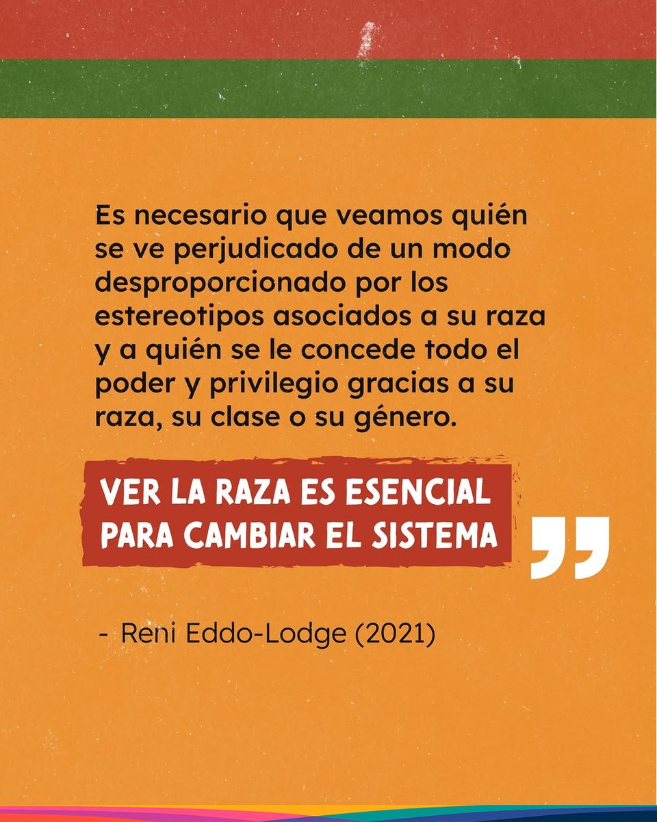 ASPIDHARCOIRIS's tweet image. ✊🏿 Reconocer la raza no es dividir, es visibilizar.
Solo así podemos entender quién tiene privilegios y quién vive discriminación.

📢 Ver la raza es esencial para cambiar el sistema.
– Reni Eddo-Lodge
#VocesQueImportan #RacismoEstructural #JusticiaRacial #Antirracismo