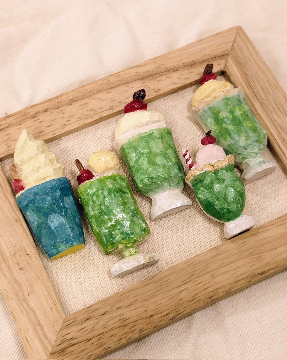 クリームソーダの木彫りブローチ
#木彫り教室生徒作品