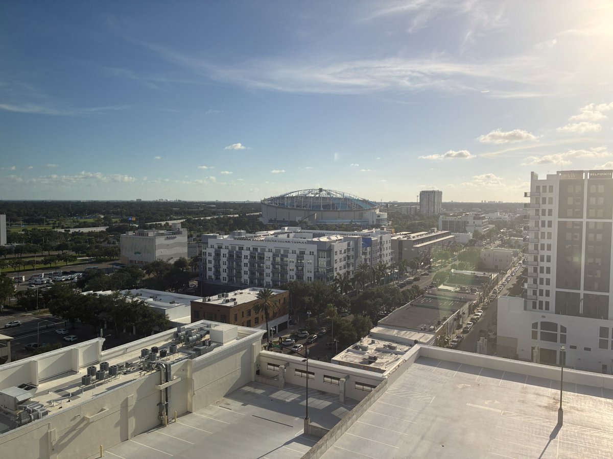 Great view looking towards Tropicana Field on a humid day.