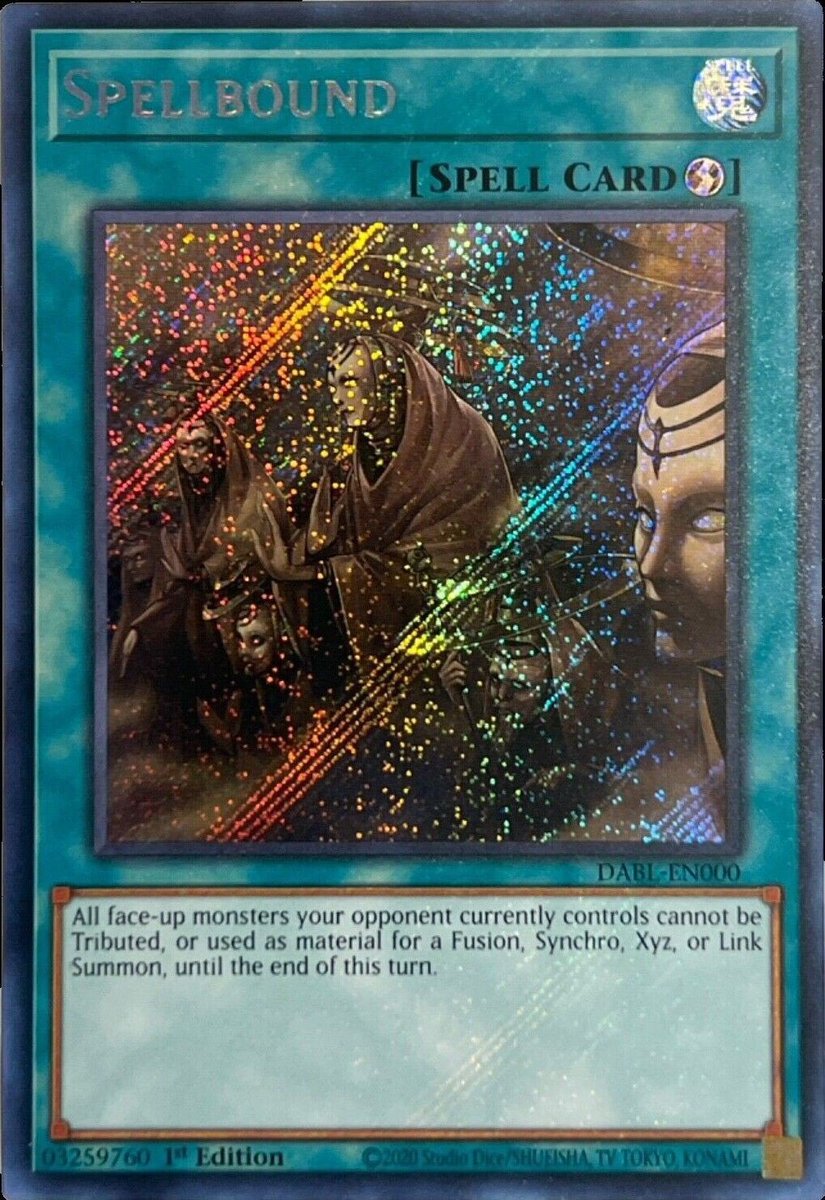 Phil_Stanley84's tweet photo. @MBTYuGiOh Spellbound. It reads really good but it sees 0 play. Also bonus points for the secret rare print of this card making the image almost indistinguishable from one of those stroke simulation pictures. https://t.co/12dk63zAhQ