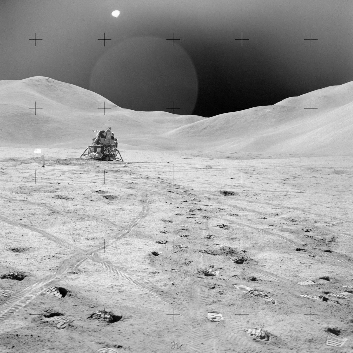 Apollo 15's lunar module Falcon pictured on the Moon, which landed #OTD in 1971.