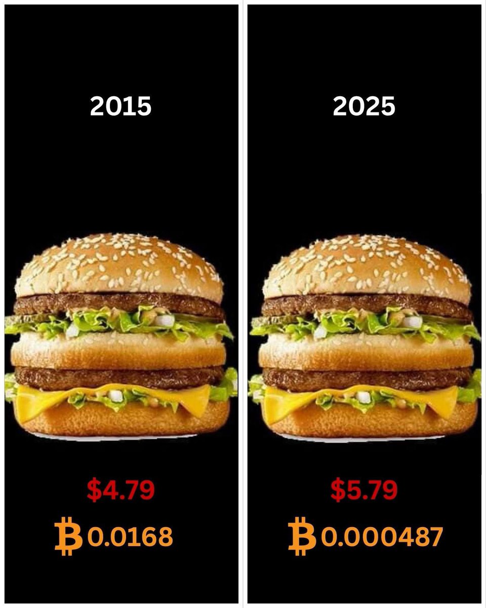 You don’t get more Big Mac’s by holding onto dollars but you do get 97% more by holding #Bitcoin 🍔