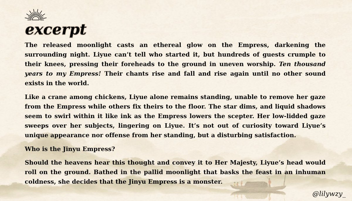 LilyWzy_'s tweet image. Priory🍊Tree x She Who Bcame☀️
🪭Manchu+Mongol+Han inspired
🏹God blood as ink for tattoo magic
🪭An eldritch craving familial love
🏹A failing chosen one
🪭A saboteur of her own rebellion
🏹An heir w/ perfect life until the facade rips
#questpit #Q #F #A #agentguide #agentsguide