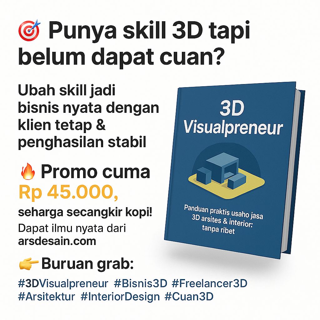 arsdesain's tweet photo. Punya skill 3D tapi klien belum datang?

3D Visualpreneur 

👉 
*https://t.co/UE5C6xTR7L*

#3DVisualpreneur #Bisnis3D #Freelancer3D #Arsitektur #InteriorDesign #Cuan3D https://t.co/YsSMsS5sco
