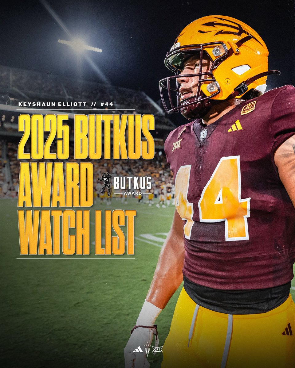 Sun Devil Football (@asufootball) on Twitter photo 4️⃣4️⃣
Keyshaun Elliott has been named to the Butkus Award watch list!
#ForksUp /// <a href="/8Keyshaun/">Keyshaun Elliott</a> 4️⃣4️⃣
Keyshaun Elliott has been named to the Butkus Award watch list!
#ForksUp /// <a href="/8Keyshaun/">Keyshaun Elliott</a>