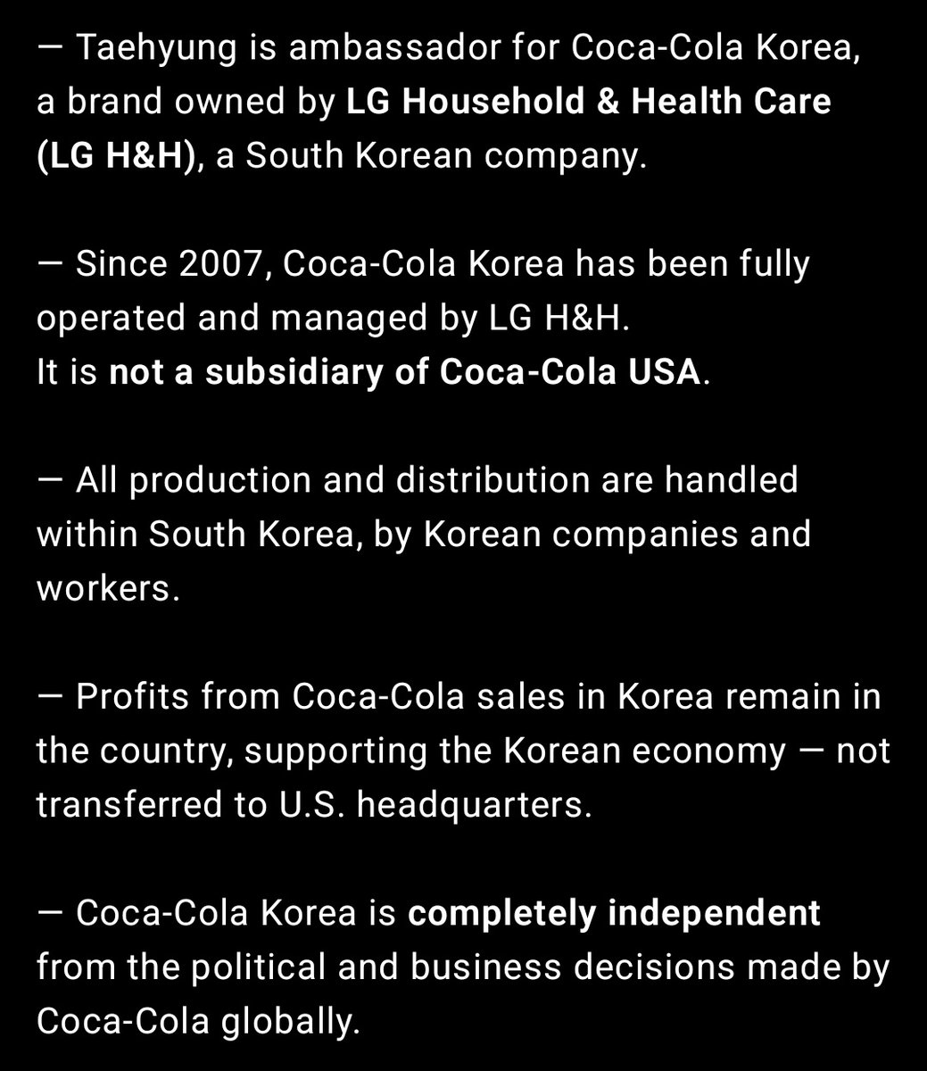As Kim Taehyung is ambassador for Coca-Cola Korea, a locally operated brand, it’s important to take note that: