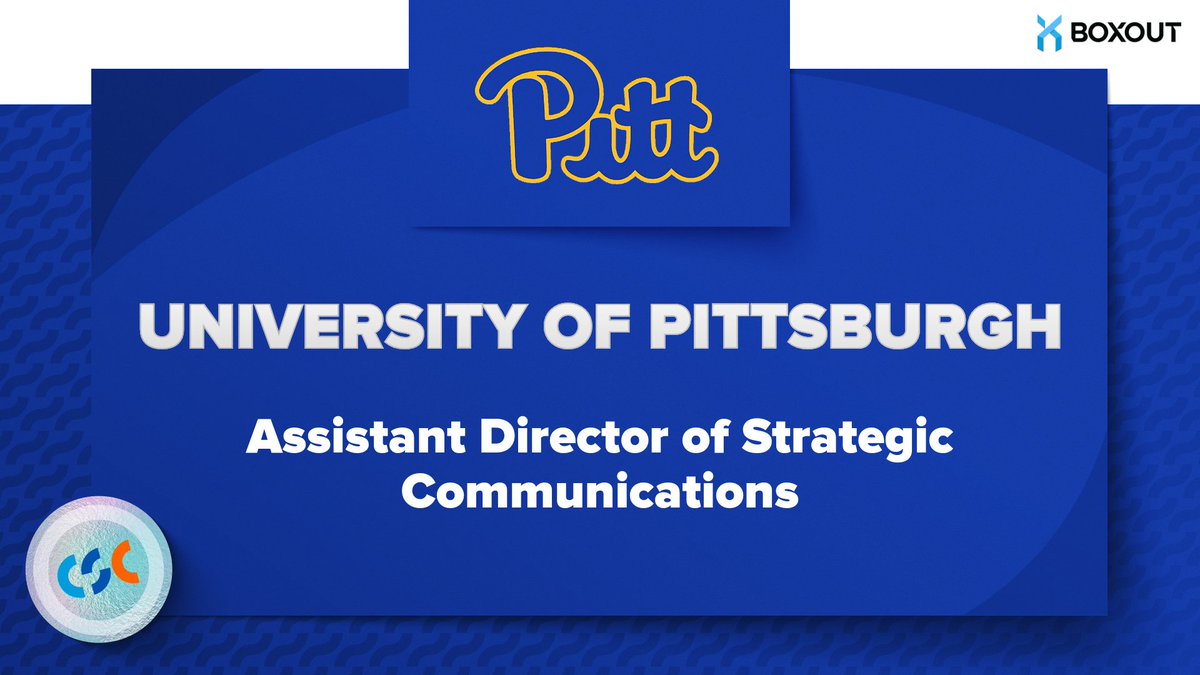 College Sports Communicators Jobs & Transactions (@csccareers) on Twitter photo 🚨JOB POSTING🚨
<a href="/Pitt_ATHLETICS/">Pitt Panthers</a> - Assistant Director of Strategic Communications
…center.collegesportscommunicators.com/jobs/21524901 🚨JOB POSTING🚨
<a href="/Pitt_ATHLETICS/">Pitt Panthers</a> - Assistant Director of Strategic Communications
…center.collegesportscommunicators.com/jobs/21524901