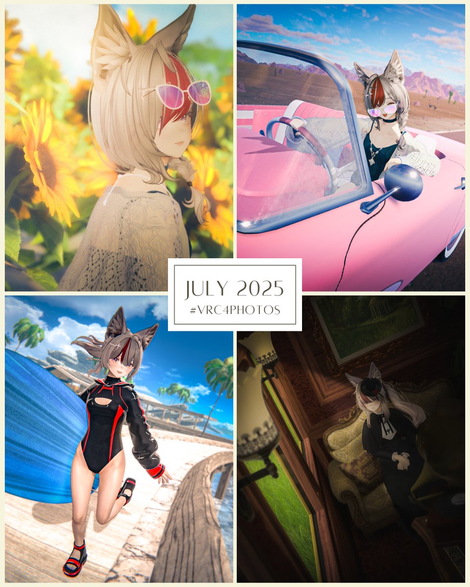 Top photos from July:

It's all about summer vibes! ... Mostly. 

Worlds:  
🔵あの夏-ThatSummer- by tanuh
🔵U-Go-Girl 도로 촬영장 wwg by chepu_
🔵🟢Maldives Cottage - Daytime by guntamix
🔵Outside by Studio Imago

#VRChatPhotography #Marycia3D #VRC4Photos #VRChat_world紹介