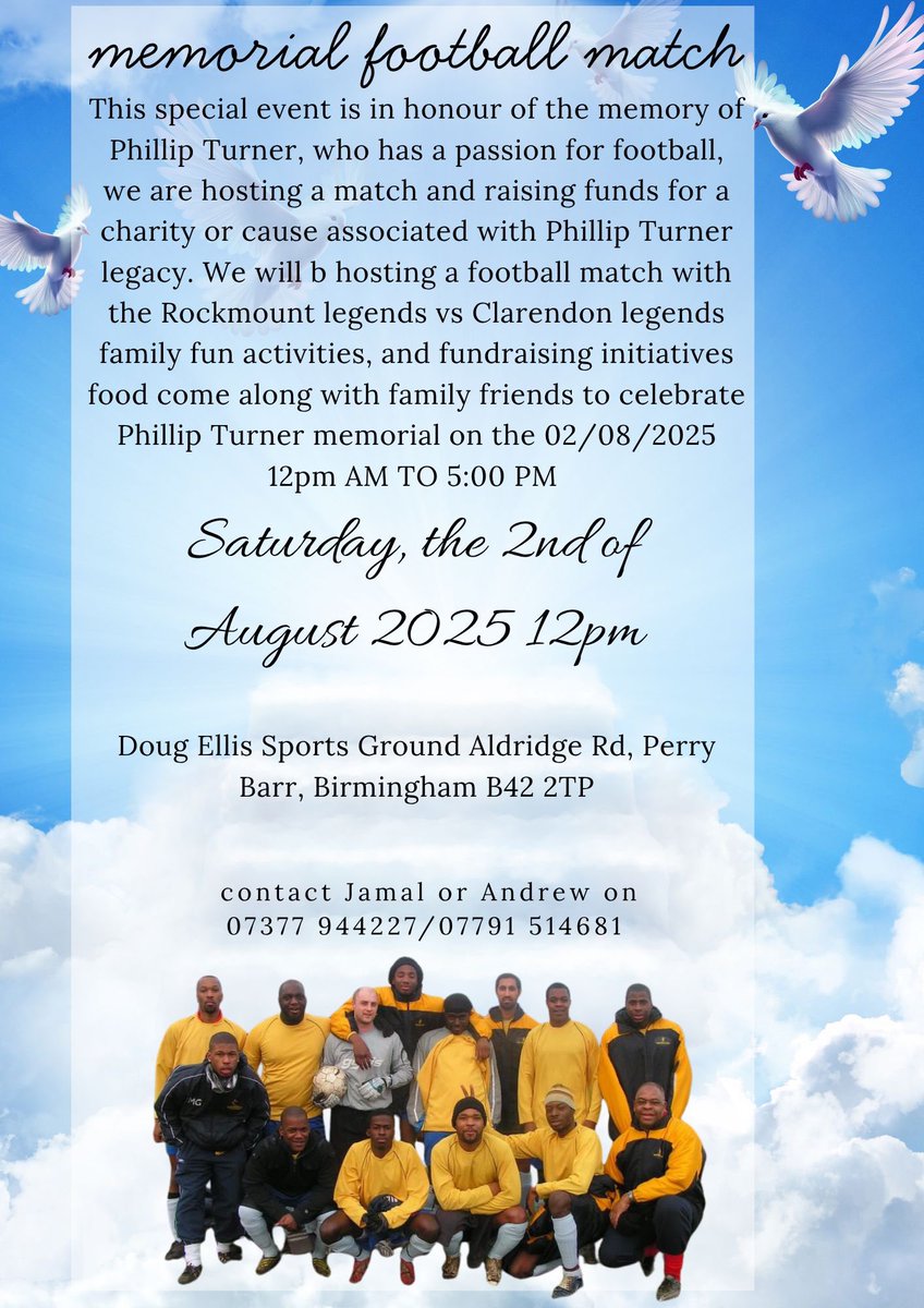 This is a special  rememberable service in honour of memory of Phillip Turner, a true compassionate, humble, sympathetic, generous, legend come and celebrate the memory of Philip Turner, Rockmount’s United legend and Red Lions United, safeguarding Lead. We will never forget you.