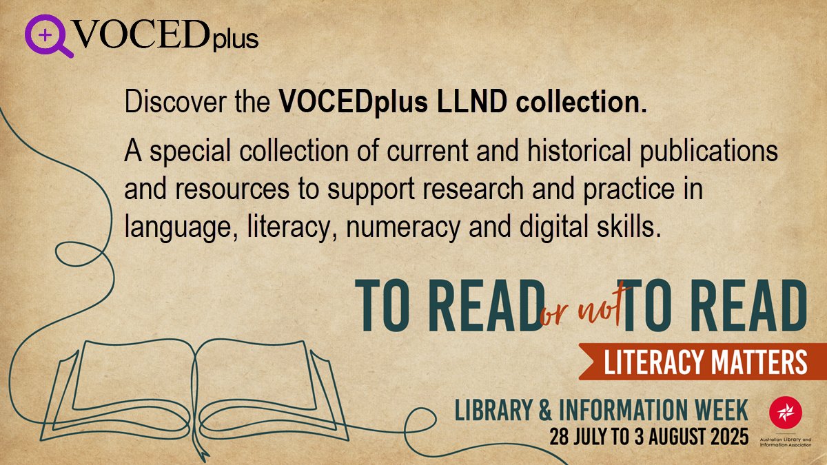 #ToReadOrNotToRead? We say yes, because #LiteracyMatters!
This Library and Information Week, explore the #VOCEDplus LLND collection: a curated mix of current and historical resources supporting language, literacy, numeracy, and digital skills.
uat.voced.edu.au/special-collec…
#LIW2025