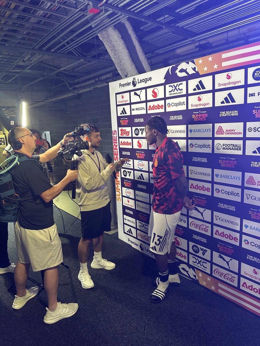 Dorgu on post match media duties following an excellent performance