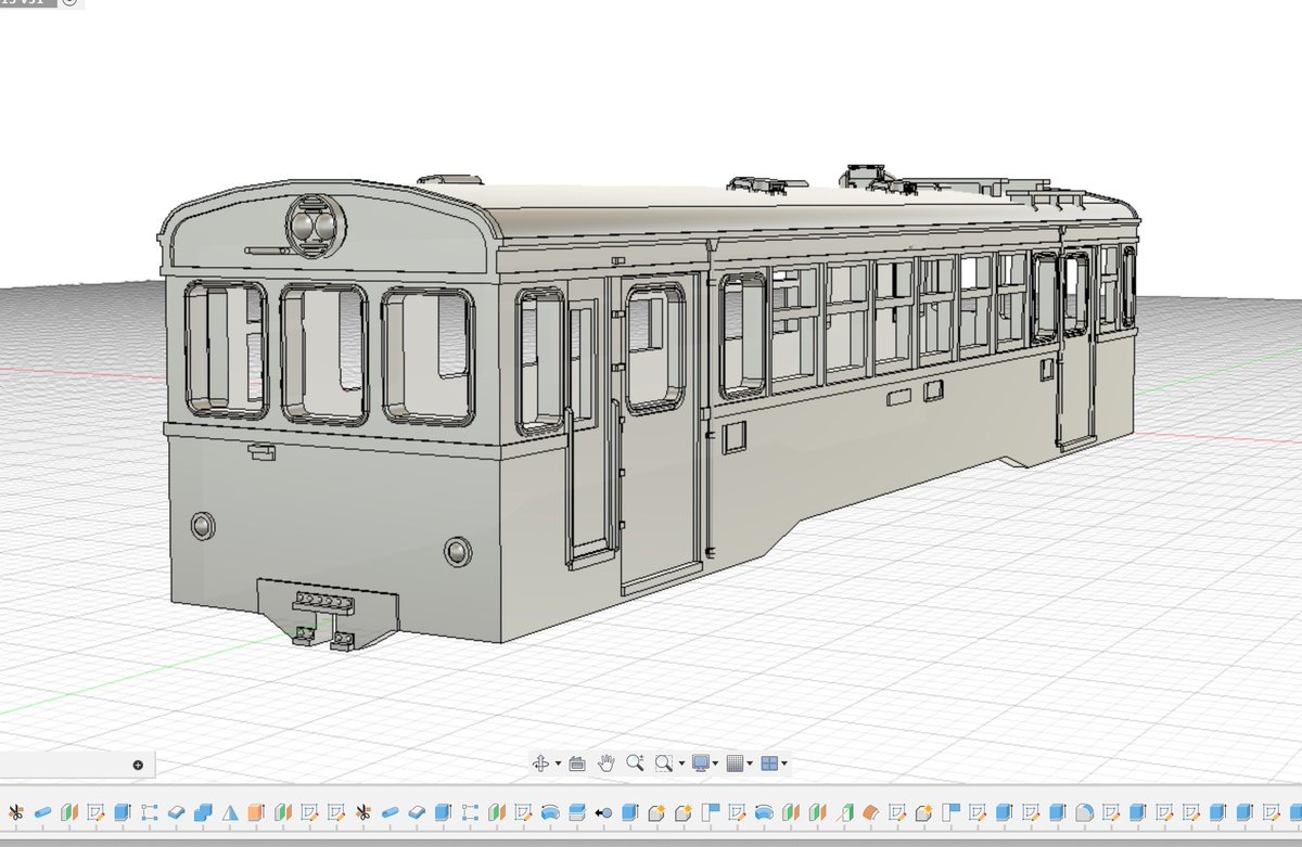 日立電鉄モハ13形
3Dプリント中の合間にチビチビとモデリングしていたモノが形になってきました

作ってて気づいたけど、4両しか存在しなかったのにどれも微妙に顔つきが違うんですね

モデルはパンタ側が貫通扉付きの14号