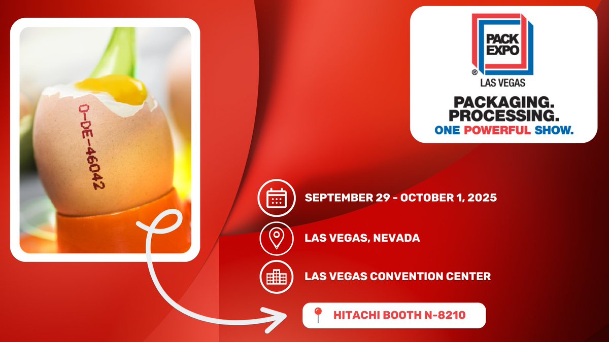 HitachiIndEquip's tweet image. Join us at Pack Expo this September! 🎲 No need to gamble - we have a FREE registration code to share (36W44) >>> tinyurl.com/yxyapdww
#PackExpo2025 #HitachiKnowledge #HitachiCoding #HitachiMarkingSolutions #HitachiPackagingSolutions #DiscoverEngineerBuild