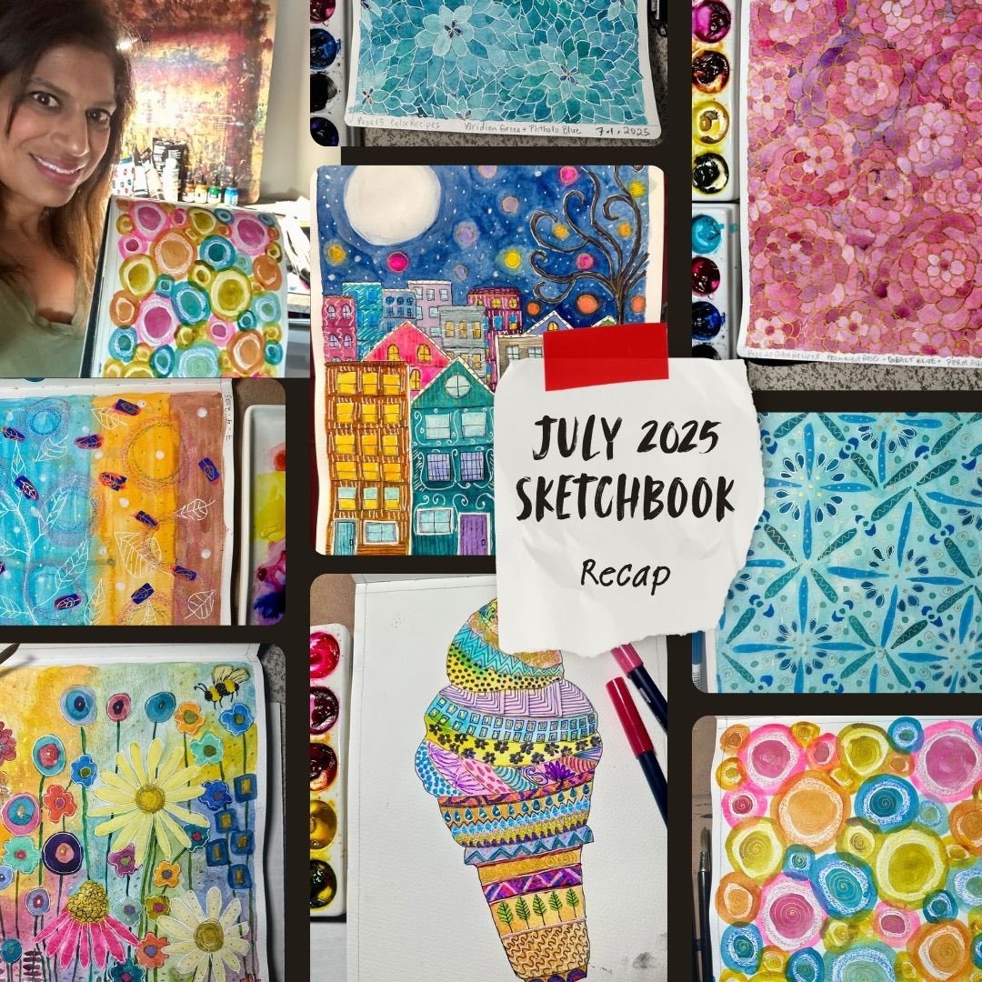 DivineNY's tweet image. July Sketchbook Recap 🎨
Lots of experimenting this month—textures, color blending, and new subjects. Hoping to explore how I can transform these ideas into digital art - adding movement and creating immersive experiences.  #ArtAndTech