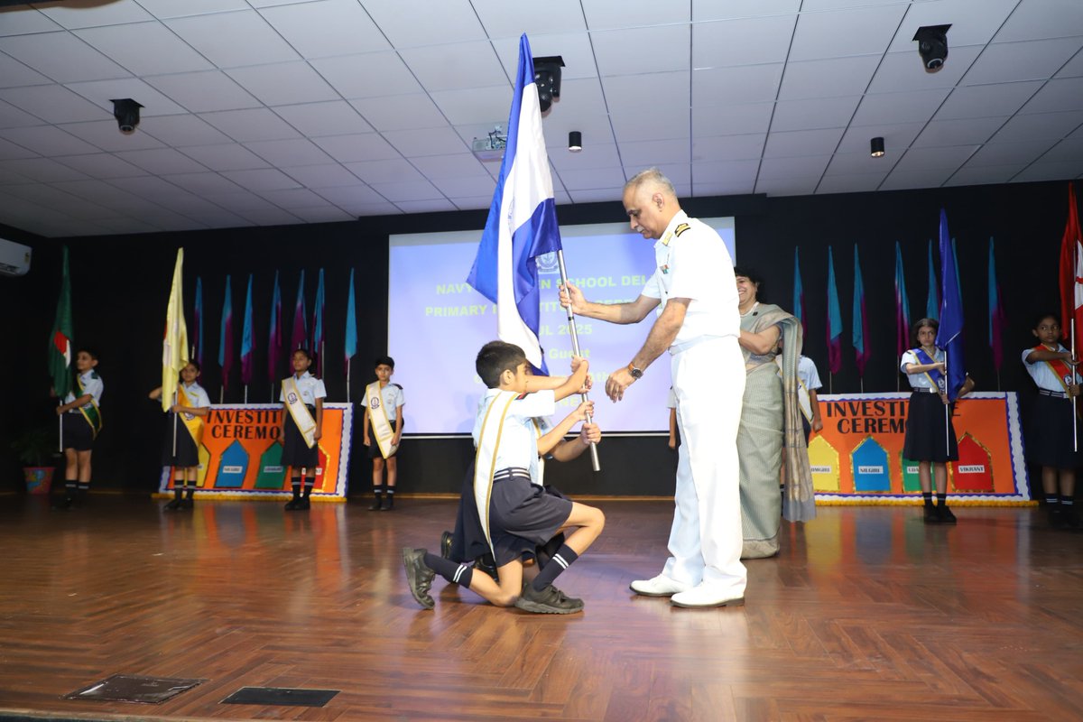 Primary Wing Investiture Ceremony @ #NCSDELHI was held on 29 Jul 25. 

24 new student leaders were inducted by the Chief Guest, Cmde SMU Athar, Vice Chairperson SMC NCS Delhi. In his address, he urged the council to lead by example and with humility, dignity and 
integrity.