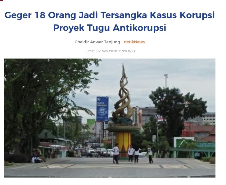 Proyek tugu antikorupsi yg di korupsi 
🤣🤣😂