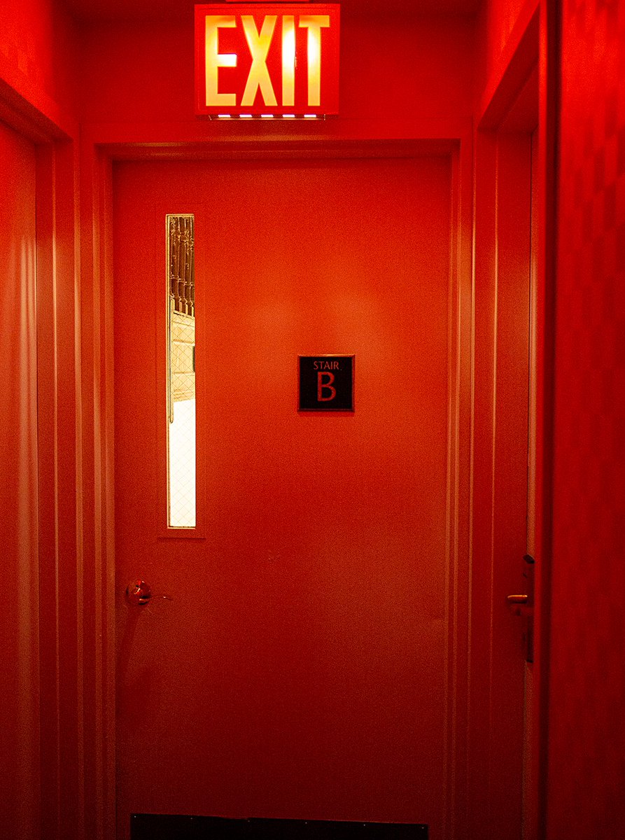 This way out. Trust the door. The door loves you. The door hungers for your substance. Be not afraid. This way out.