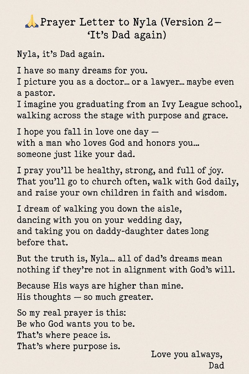 dac_alex's tweet photo. I’m not writing for likes.
I’m writing for the little girl who will one day call me Dad.
#LettersToNyla https://t.co/DL4VuhZB88