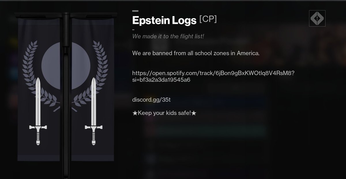 REALLY I'M TRIM. (@hiyahiper) on Twitter photo hey <a href="/Destiny2Team/">Destiny 2 Team</a> why is this deplorable clan allowed?
everyone in it should be banned. hey <a href="/Destiny2Team/">Destiny 2 Team</a> why is this deplorable clan allowed?
everyone in it should be banned.