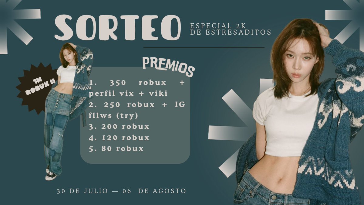 zstressd's tweet image. ⠀⠀⠀⠀⠀⌗ . ⠀⠀𝗠𝗘𝗚𝗔 𝗦𝗢𝗥𝗧𝗘𝗢⠀⠀⠀!!
                            
      ﹆ֹ    Seguir a @zstressd + @rpstress
      ﹆ֹ    Dar fav y rt al post
      ﹆ֹ    Felicitarnos por los 2k + @ dos mutis
          
⠀⠀⠀ㅤㅤㅤㅤㅤㅤ                         ꒰   sin ss   ꒱