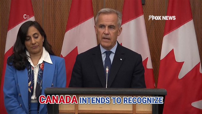 Canadians will not support Mark Carney recognizing a Palestinian state after the Oct 7 terrorist attack.

He would have never won the 2025 election had he campaigned on this outrageous Middle East policy. 

He's now shamed Canada on the world stage.