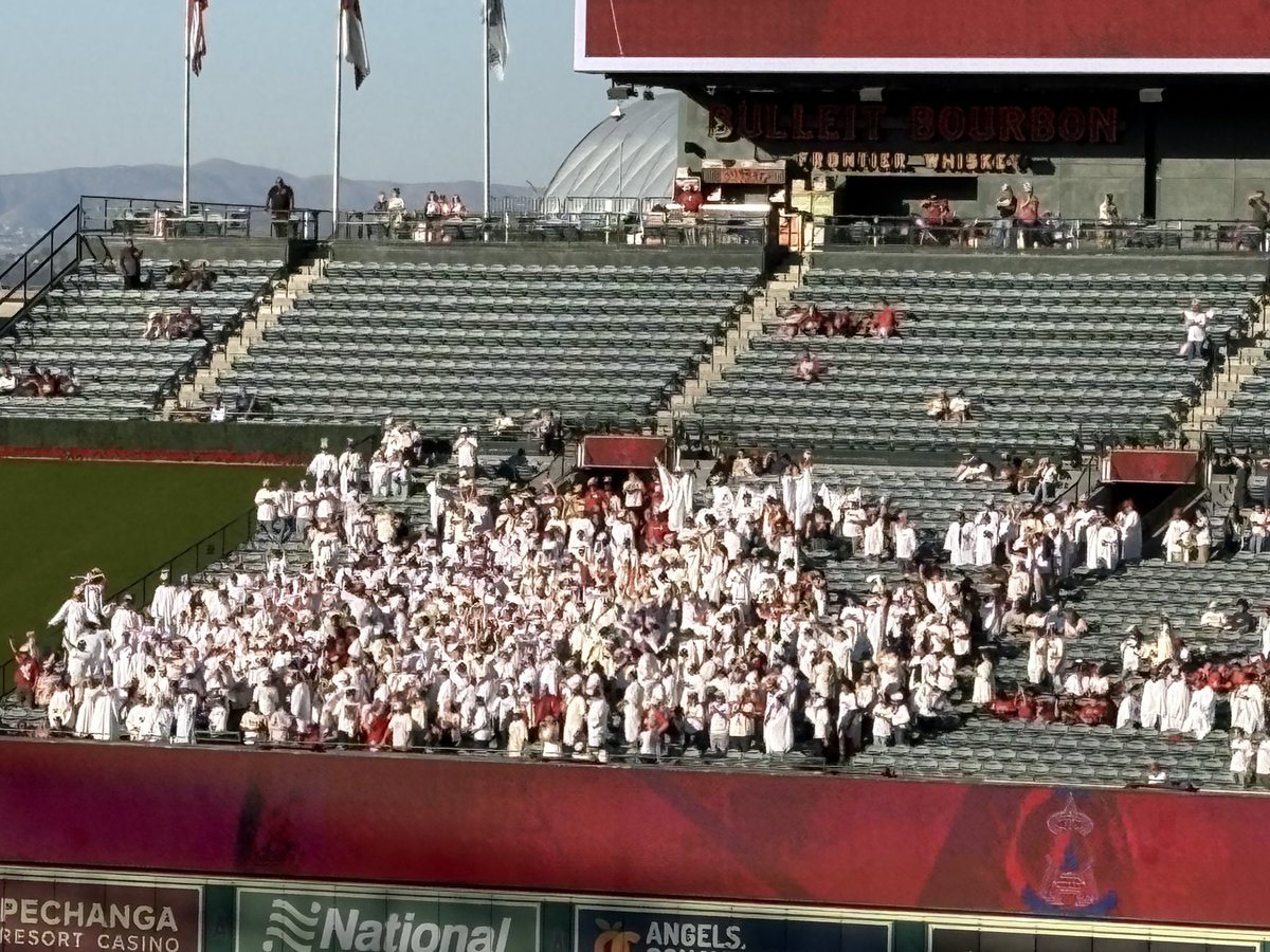 There are “Angels in the outfield.” Zach Neto just gave them a wave and they went nuts.