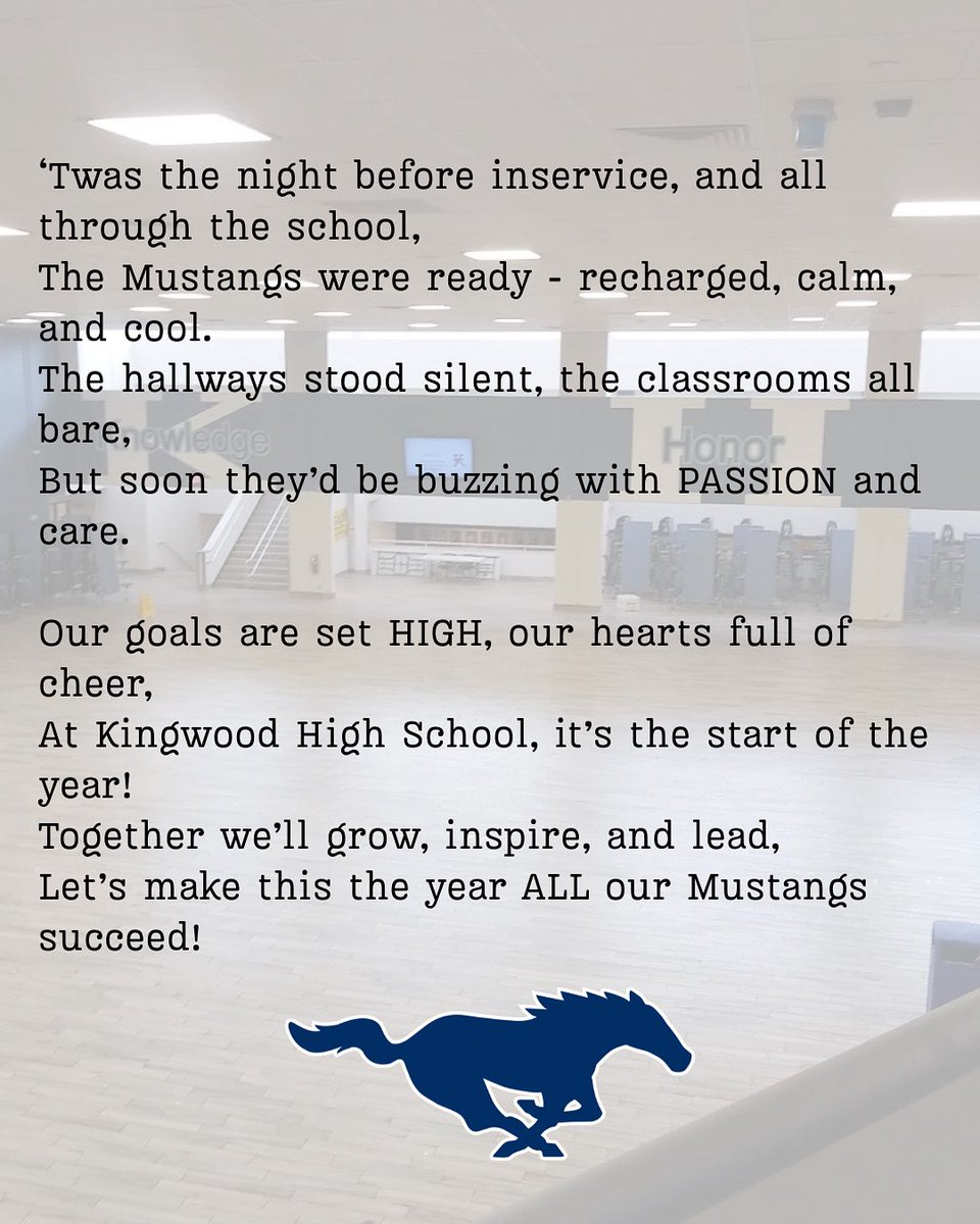 It’s here! It’s here! We are so excited to welcome our teachers and staff back to campus tomorrow! It’s going to be an AMAZING year for the KHS Mustangs!