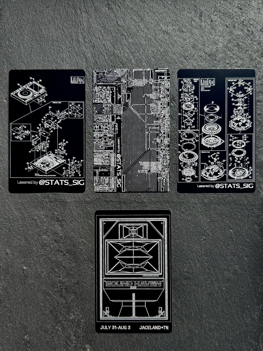Stats_Sig's tweet image. Art Cards for Sound Haven
Limited to 176 units
3 designs, 1 is a holo
Funktion graphics on the back of all cards
Handing these out to whoever finds me and say hi!