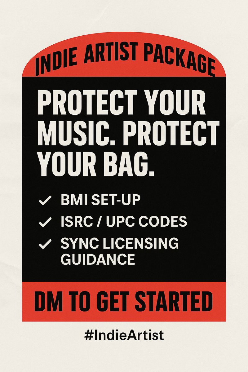 mp3muse's tweet image. Protect your art, protect your bag.
✅ BMI Set-Up
✅ ISRC / UPC Codes
✅ Sync Licensing Guidance
No excuses. No missing royalties. 
💬 DM to get started — we got you. 🎧🎤
#MusicBusiness #IndieArtist #SyncReady #ProtectYourMusic
