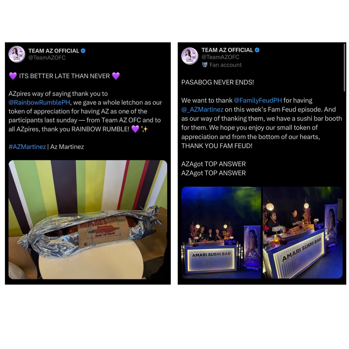 ꕤ (@mlfmlj) on Twitter photo back to back ganapz!!!🫡
huge huuuge appreciation to <a href="/TeamAZOFC/">TEAM AZ OFFICIAL</a>! the support for aza has been nothing short of amazing!!!! ♡ from her pbb journey up until now, mas lumakas pa yung support and it makes me sooo happy knowing she has a fanbase THIS SOLID!!! salamat, team az!! <3 back to back ganapz!!!🫡
huge huuuge appreciation to <a href="/TeamAZOFC/">TEAM AZ OFFICIAL</a>! the support for aza has been nothing short of amazing!!!! ♡ from her pbb journey up until now, mas lumakas pa yung support and it makes me sooo happy knowing she has a fanbase THIS SOLID!!! salamat, team az!! <3
