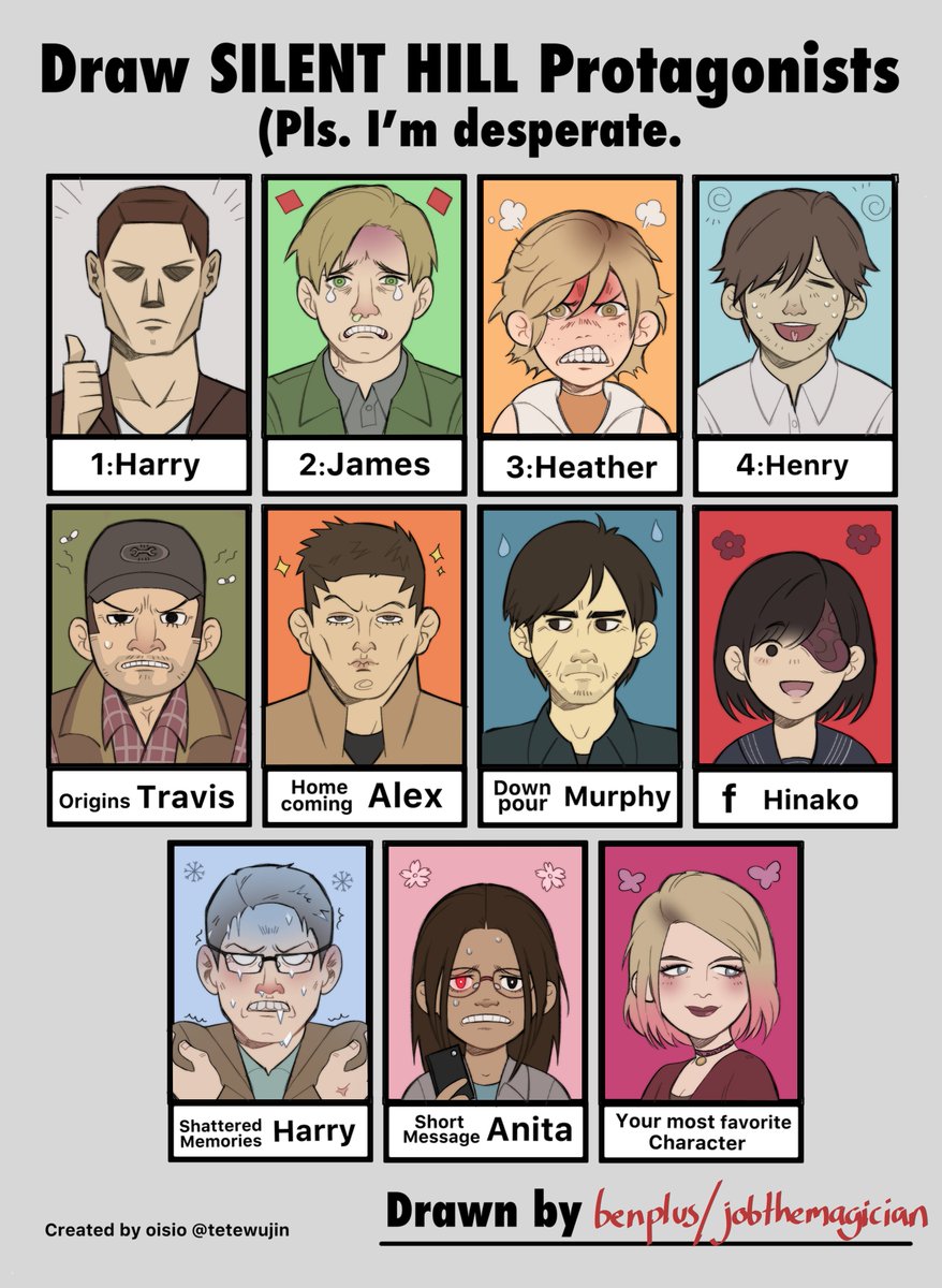 I had to join in on this one. Original template by <a href="/tetewujin/">oisio</a> 
#サイヒル顔だけ描きたい #silenthillfacememo #silenthill