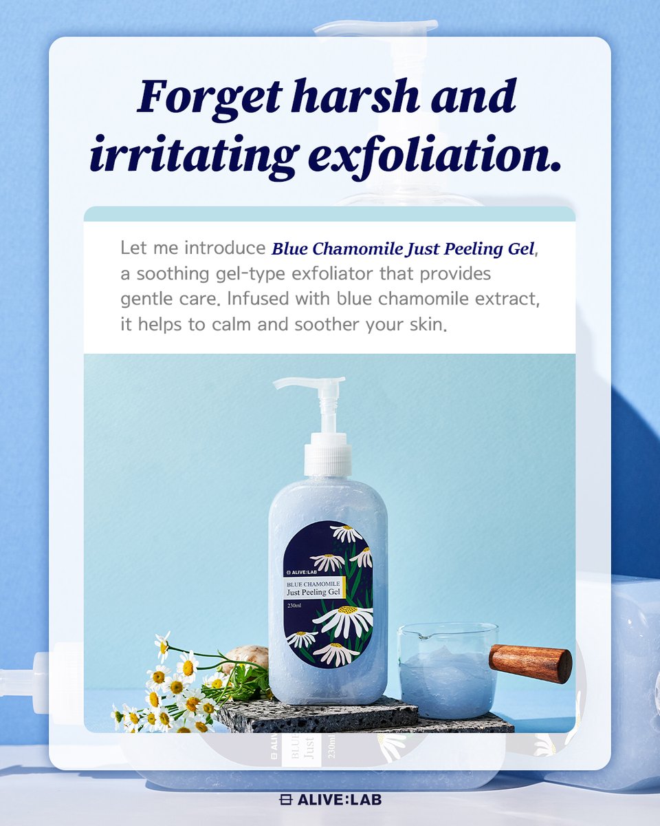 ✨PEEL the rough, FEEL the smooth✨

Gently remove rough dead skin and reveal your glowing skin!
The soothing gel texture reduces irritation and enhances gentle exfoliation.

Available on🛒
linkon.id/alivelab_global

#alivelab #skincare #kbeauty #koreanskincare #koreancosmetics
