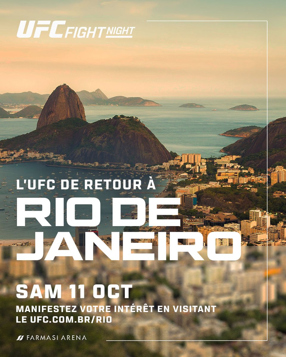 L'OCTOGONE DE RETOUR À RIO 🇧🇷

Manifestez votre intérêt pour l'#UFCRio ici 👉 UFC.com/BR/RIO
