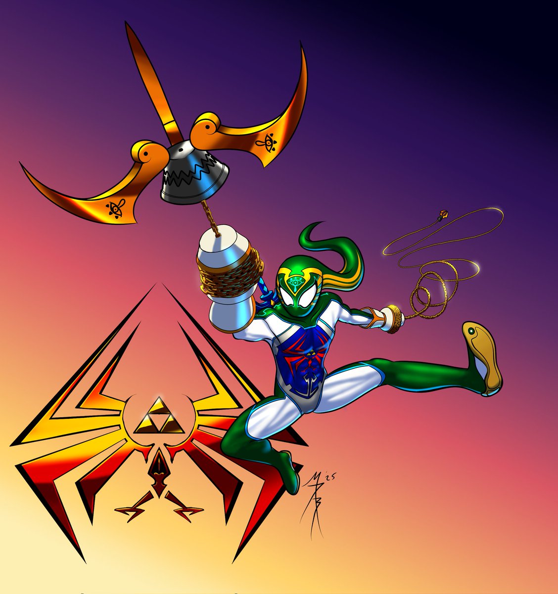 Deebznutz100's tweet photo. No rule says I couldn't, so I did...
So um, yeah!! 👍 😁 #spiderlink #spiderman #LegendOfZelda #art #mashup #digitalart #spiderverse https://t.co/FyGZXyIh9a