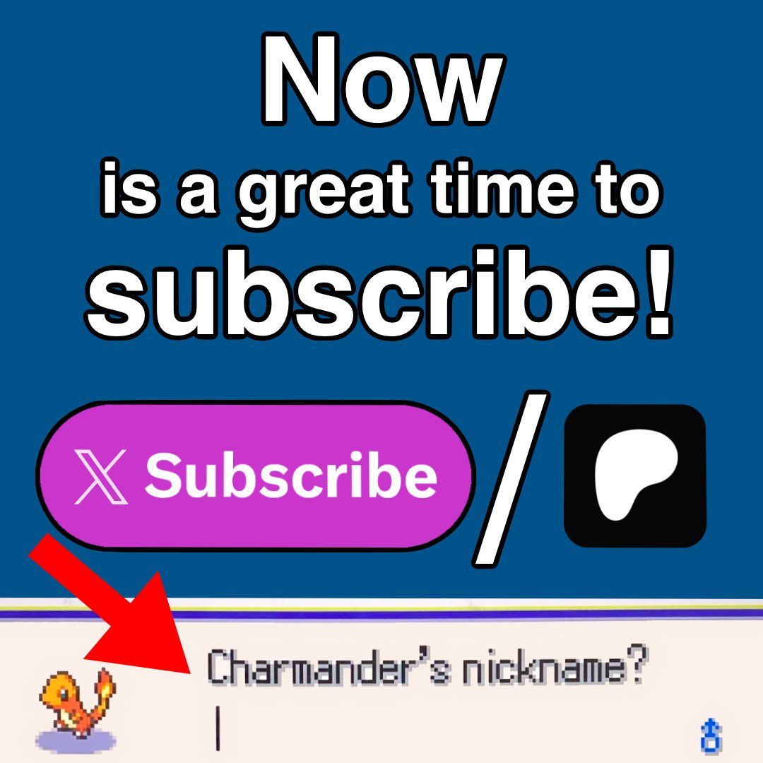 If you subscribe to <a href="/theJoshMeister/">Josh Long (the JoshMeister)</a> and/or <a href="/EthanosPlays/">Ethanos Plays</a> right now (on 𝕏 and/or Patreon), you might get a Pokémon named after you in an upcoming video! 😲

You may also get featured in the credits.