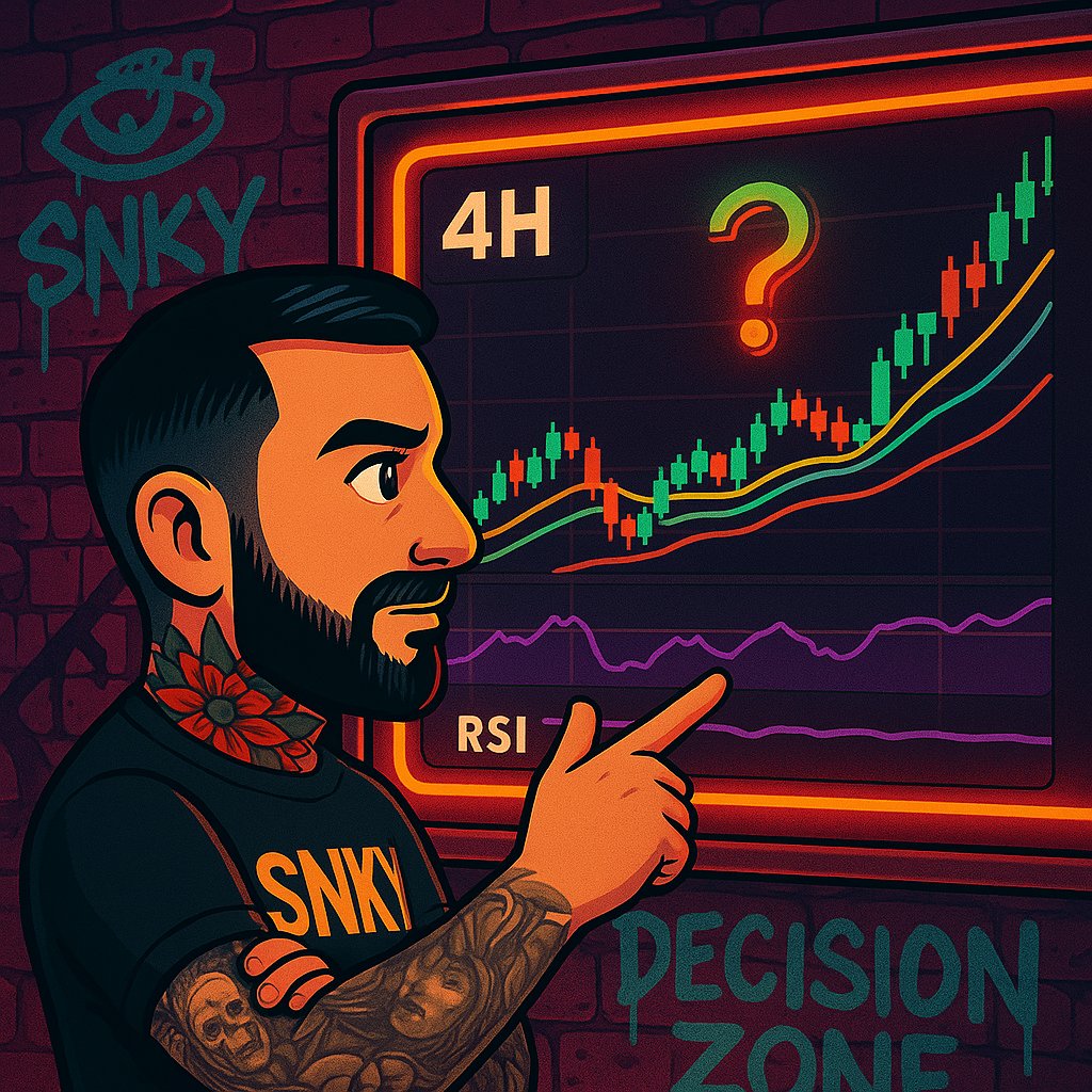 3/5 4H View: Compression Forming

The 4-hour chart shows price pinched between the 21 EMA and 100 EMA. RSI has reset to neutral.

If bulls defend this area, we could see a breakout above $3.85T and continuation.

Otherwise, lower support zones open.