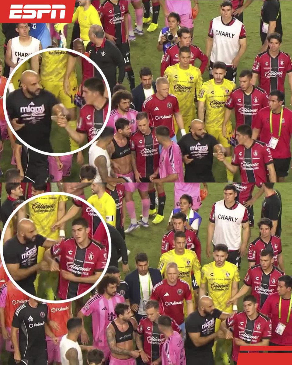 ¡El guardaespaldas de Messi empujando a los jugadores del Atlas!

Quiere evitar que se le acerquen al argentino, tras calentarse los ánimos en la Leagues Cup 😰

*Yassine Cheuko ya tiene prohibido estar en la cancha en los partidos de MLS