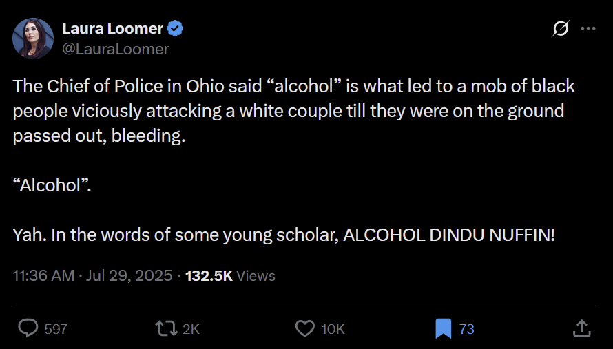 egavactip's tweet photo. The term "dindu nuffin" is a trope used by racists &amp; white supremacists to link black people w/crime by portraying it as the response from a notional black person getting arrested ("I dindu nuffin"). Racists also shorten it to use as a racial slur, calling black people "dindus." https://t.co/51OYDTqcsM