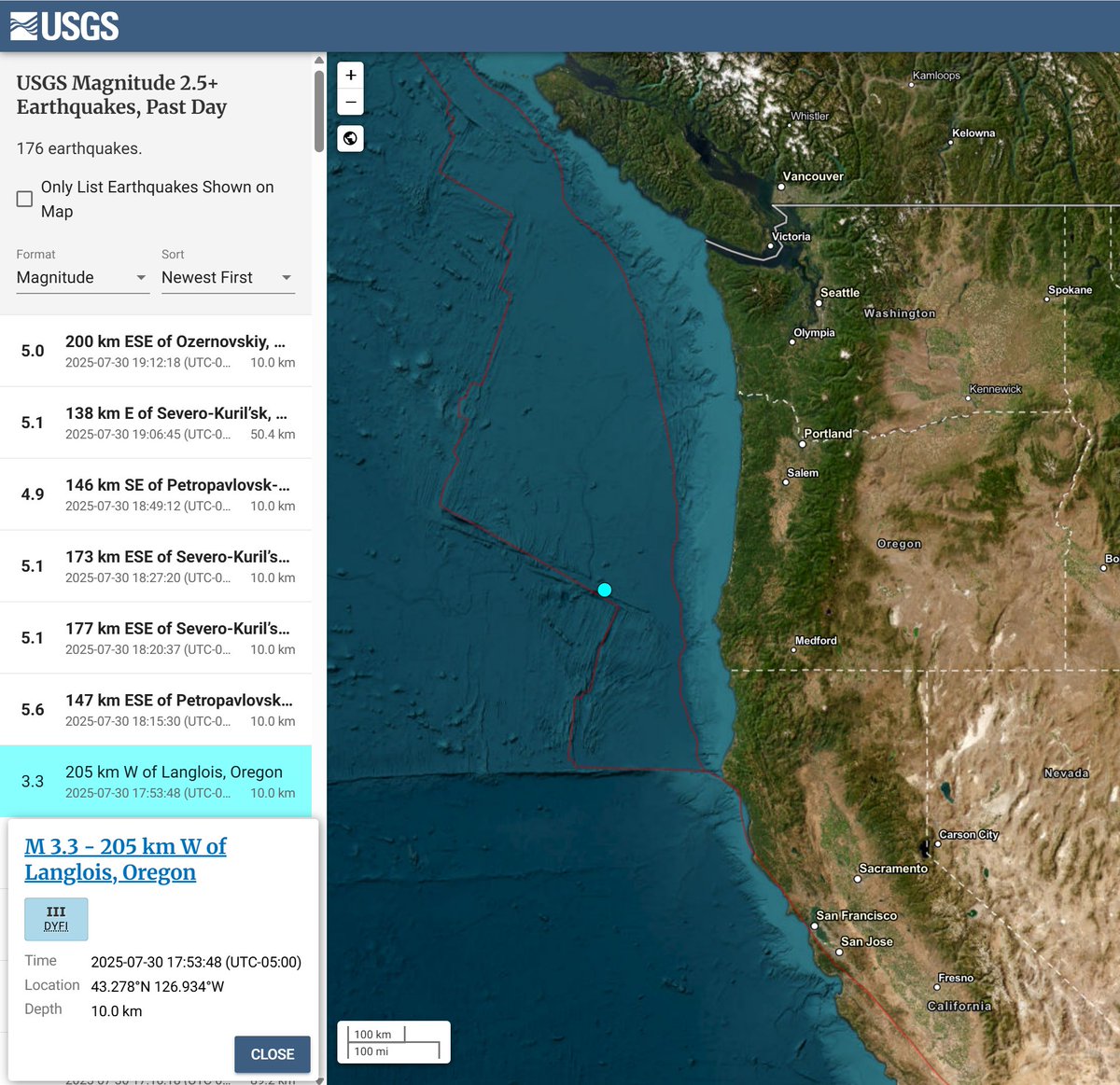 jessez's tweet image. 🚨 AI suggests an Oregon Catastrophe 🚨

August &amp;amp; September are the months to be watching the Oregon coastline. Chronological AI date sequencing warns of this whole area. 

#TsunamiWatch @archaix138 #EarthChanges