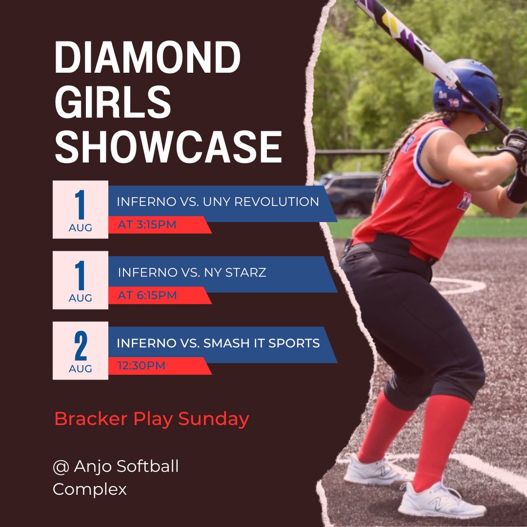 One last tournament with my girls. Catch us at the Diamond Girls Showcase this weekend at the Anjo Softball Complex! I will also be attending the camp on Thursday!! #rollinferno #softball #2026grad <a href="/CoastRecruits/">Coast 2 Coast Recruits</a> <a href="/BonniesSoftball/">Bonnies Softball</a> <a href="/BinghamtonSOFT/">Binghamton Softball</a>