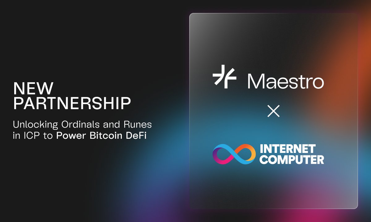 Maestro (@gomaestroorg) on Twitter photo 🚀 MAJOR: Maestro has been awarded a grant from <a href="/dfinity/">DFINITY</a> to bring our native Bitcoin Ordinals & Runes indexer to the Internet Computer!
🔧 Real-time metaprotocol data
⚡️ Mempool-aware tracking
🛡 Block reorg protection
First use case: Powering <a href="/LiquidiumWTF/">LiquidiumWTF | Bitcoin DeFi</a> instant loans—lock 🚀 MAJOR: Maestro has been awarded a grant from <a href="/dfinity/">DFINITY</a> to bring our native Bitcoin Ordinals & Runes indexer to the Internet Computer!
🔧 Real-time metaprotocol data
⚡️ Mempool-aware tracking
🛡 Block reorg protection
First use case: Powering <a href="/LiquidiumWTF/">LiquidiumWTF | Bitcoin DeFi</a> instant loans—lock