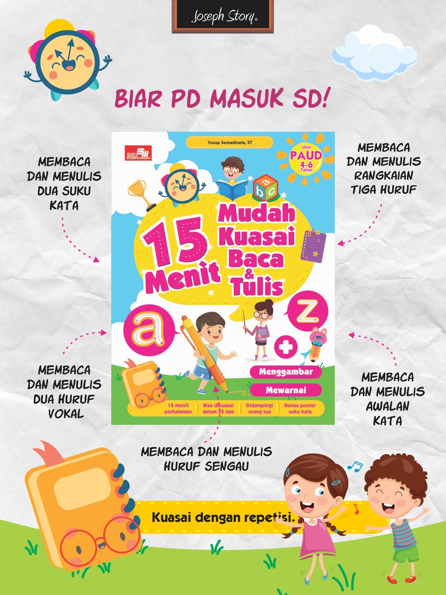 Joseph Story Books (@yusupsomadinata) on Twitter photo Bunda, ternyata jika si kecil memiliki kebiasaan menulis secara rutin dan ekspresif tentang apa yang dia rasakan, dapat membantu untuk meningkatkan sistem kekebalan tubuhnya.
Buku #15MenitMudahKuasaibacaTulis membantu bunda membimbing si kecil biar PD masuk SD!
by <a href="/elexmedia/">Elex Media Komputindo</a> Bunda, ternyata jika si kecil memiliki kebiasaan menulis secara rutin dan ekspresif tentang apa yang dia rasakan, dapat membantu untuk meningkatkan sistem kekebalan tubuhnya.
Buku #15MenitMudahKuasaibacaTulis membantu bunda membimbing si kecil biar PD masuk SD!
by <a href="/elexmedia/">Elex Media Komputindo</a>