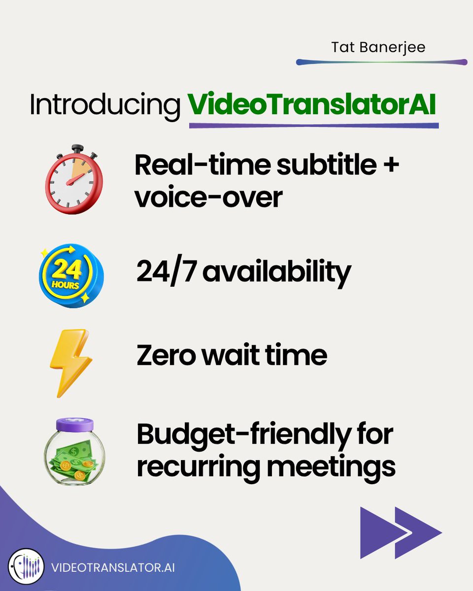 vidtranslatorai's tweet photo. The meeting just started. The topic is urgent.
But your interpreter? Still 45 minutes away.

That's when an AI-powered In-person meeting translator steps in! 

#AI #MultilingualMeetings #InterpreterSolutions  #VideoTranslatorAI #InPersonMeetings #TranslationTech https://t.co/6lkFP5VAT1