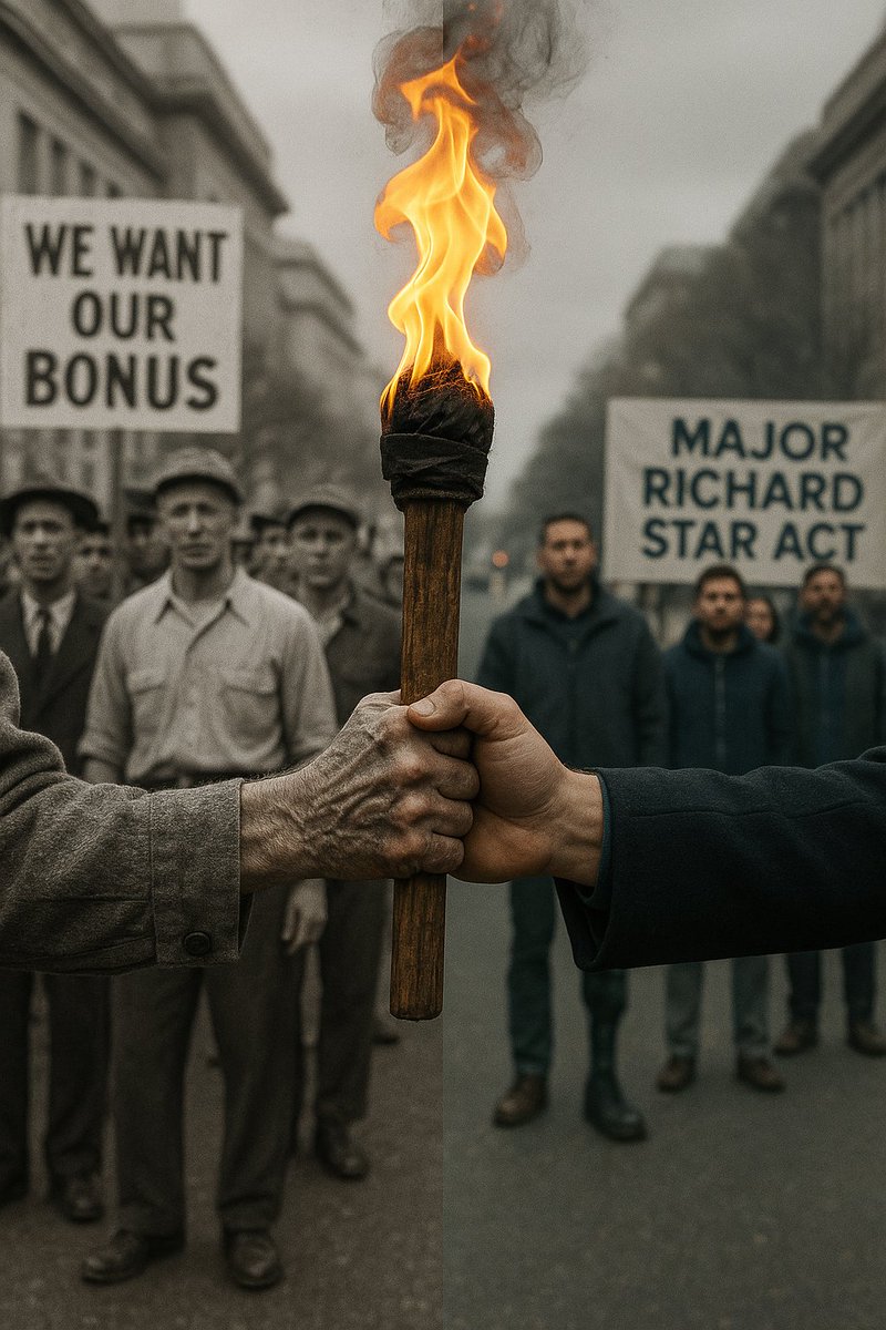 The WW1 Bonus Army march on DC led to active duty troops inflicting violence to disperse them. 12 years after  the GI Bill was established. Major Richard Star Act is this generation of Veterans fight for medically retired combat veterans. It's our turn to carry the torch.