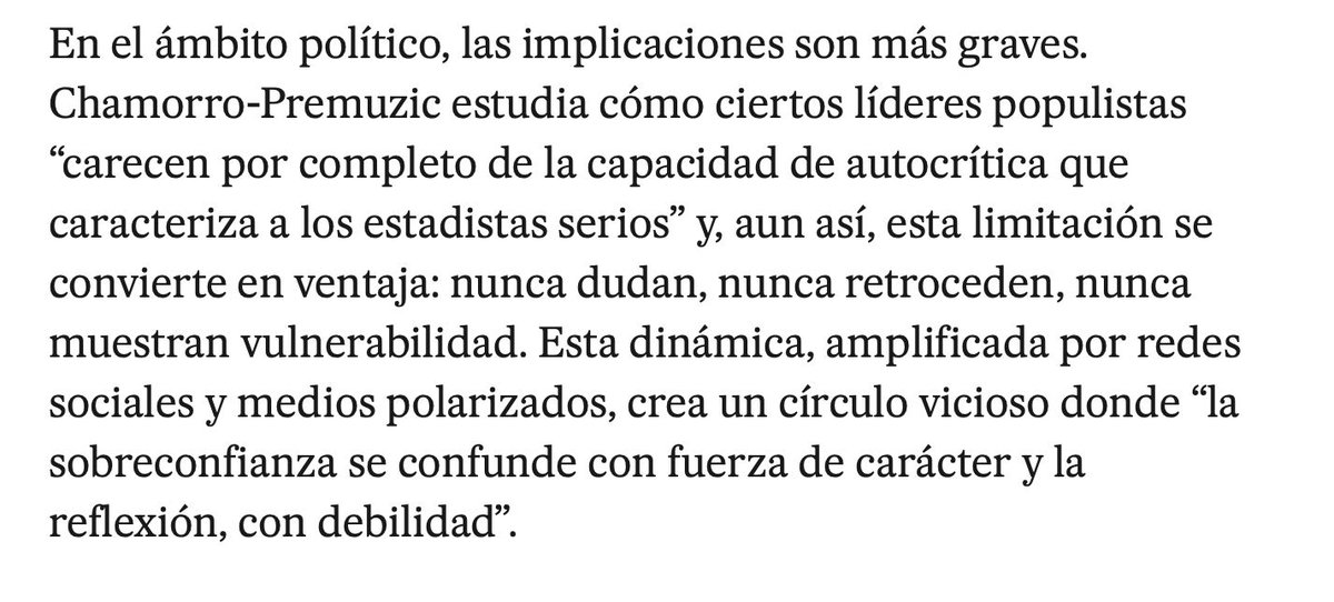 Guadalupe Salmorán Villar (@gpe_salmoran) on Twitter photo ⭕Mujeres con síndrome del impostor es imperioso que leamos esto ¡ya!
"Impostores sin síndrome: cuando la incompetencia se viste de confianza"
✍🏽<a href="/albertogpalomo/">Alberto G. Palomo</a>
📰<a href="/elpaismexico/">EL PAÍS México</a>
👉tinyurl.com/bdds9rrp ⭕Mujeres con síndrome del impostor es imperioso que leamos esto ¡ya!
"Impostores sin síndrome: cuando la incompetencia se viste de confianza"
✍🏽<a href="/albertogpalomo/">Alberto G. Palomo</a>
📰<a href="/elpaismexico/">EL PAÍS México</a>
👉tinyurl.com/bdds9rrp