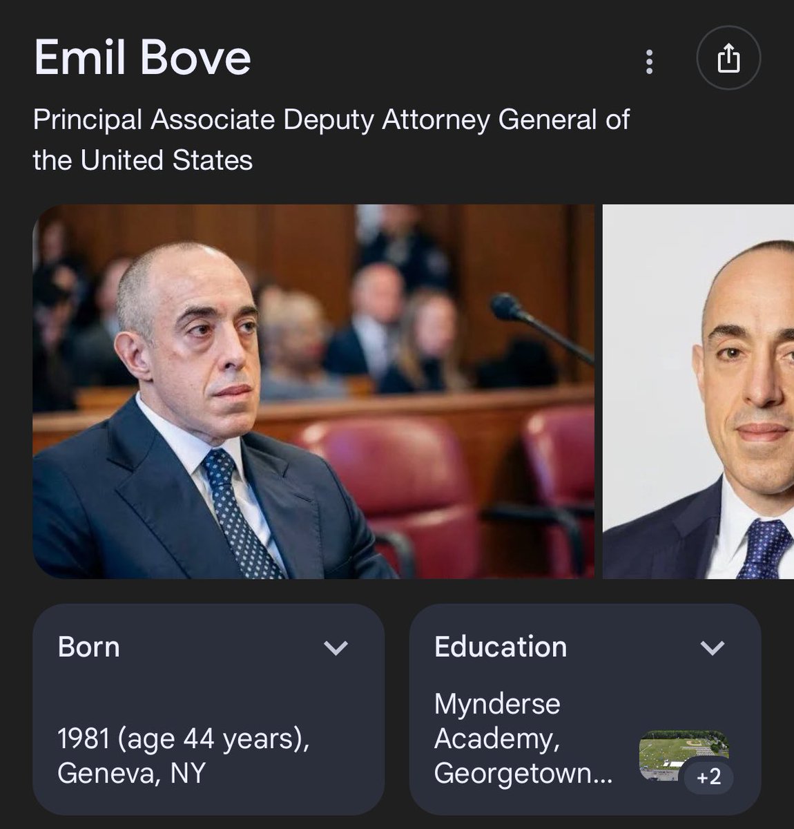 johnny_schnitz_'s tweet image. Emil Bove is 44???
Good for him, but GD those are some rough years.