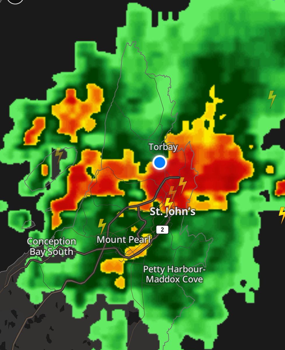 Eddie Sheerr (@eddiesheerr) on Twitter photo Worst of this is basically offshore, however Environment Canada just issued a SEVERE THUNDERSTORM WARNING for St. Johnβs and vicinity. 
JULY 30, 2025 | 11:48 PM
#NLwx Worst of this is basically offshore, however Environment Canada just issued a SEVERE THUNDERSTORM WARNING for St. Johnβs and vicinity. 
JULY 30, 2025 | 11:48 PM
#NLwx